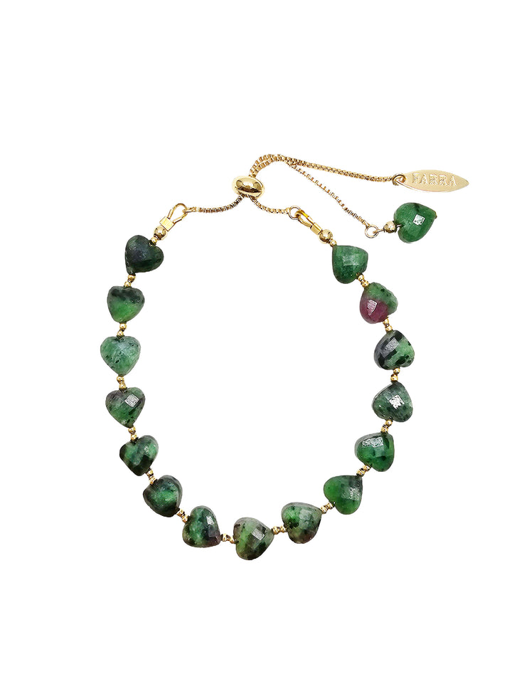 Heart Shaped Zoisite Gemstone Adjustable Bracelet NB014