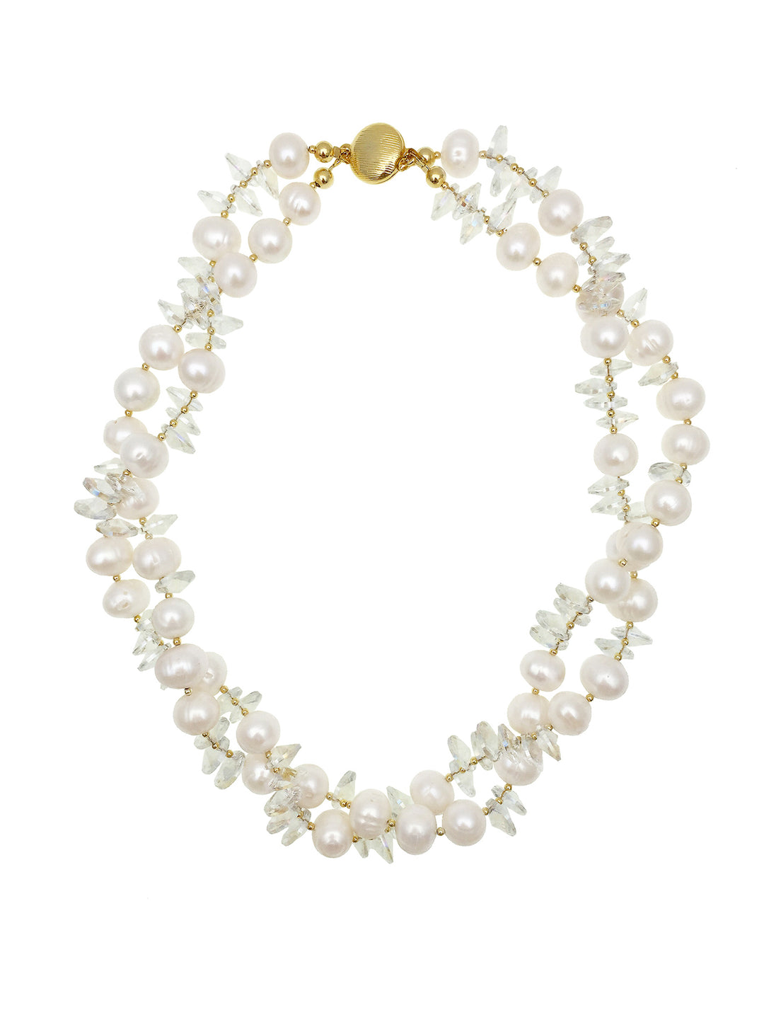 Freshwater Pearl & Crystal Double Strands Necklace AN070 - FARRA