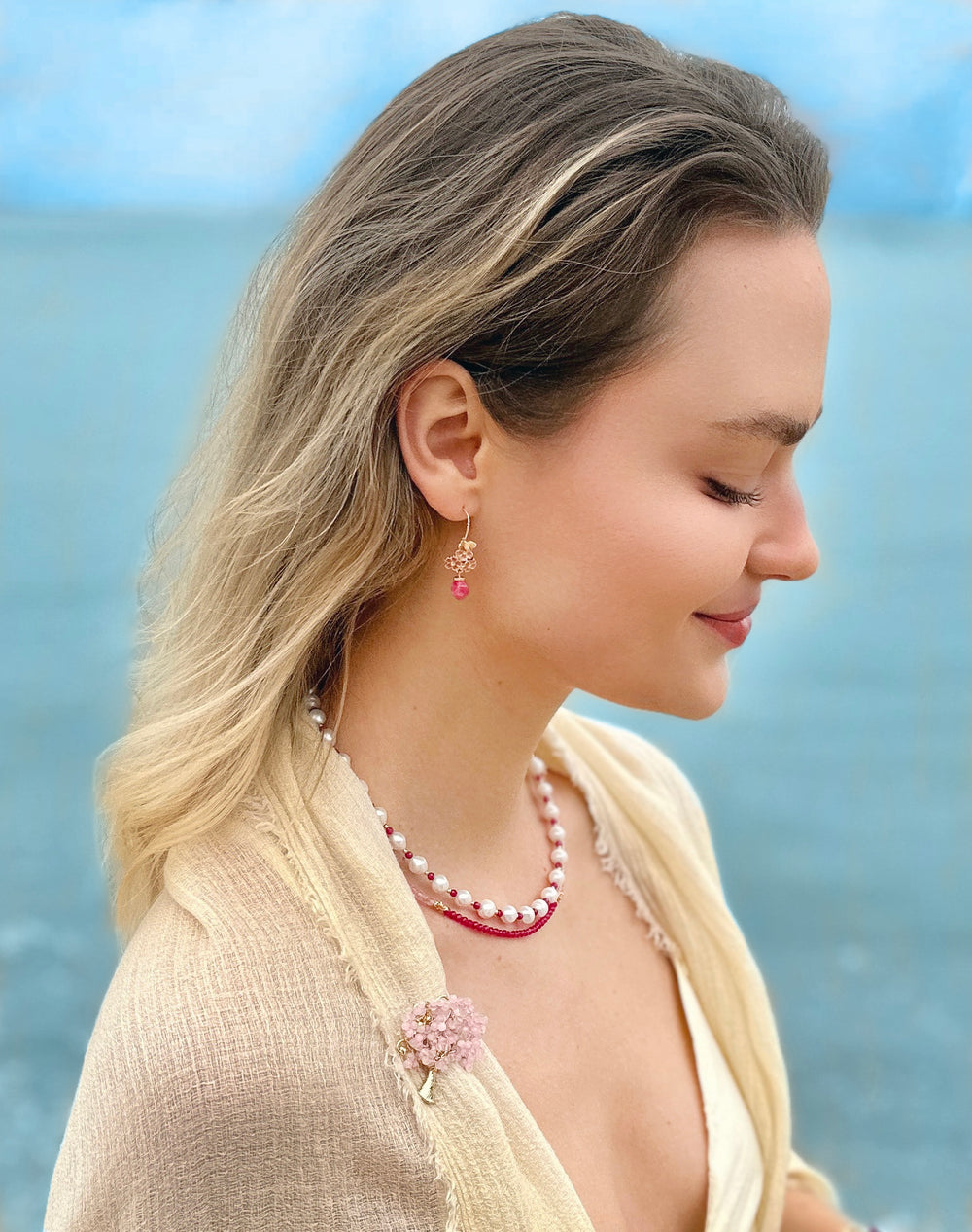 Rose Quartz Tree Hand crafted Brooch LP001 - FARRA