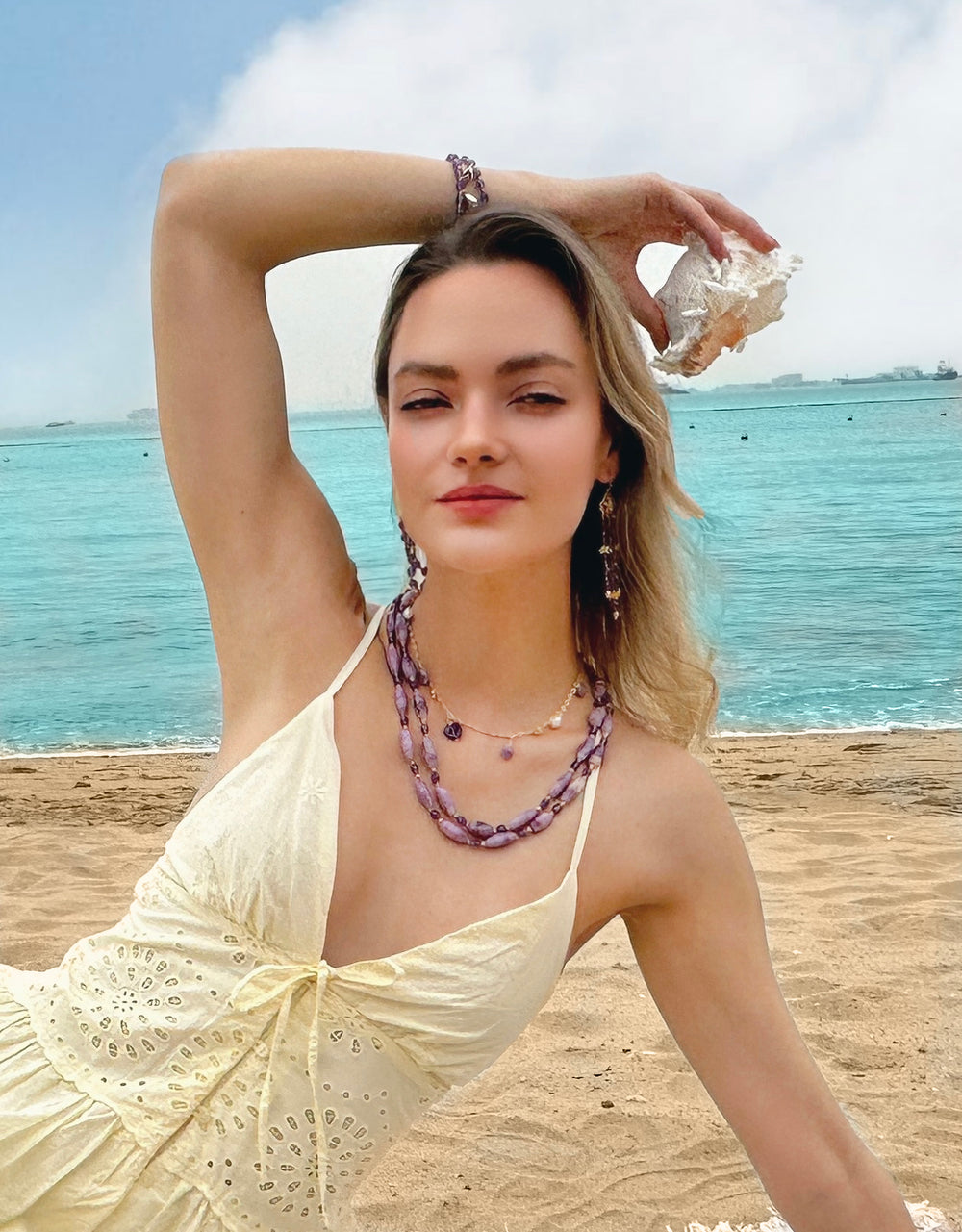 Amethyst and Freshwater Pearl Delicate Charm Necklace LN016 - FARRA