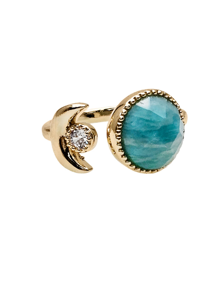 Amazonite With Zircon Open Ring PR009