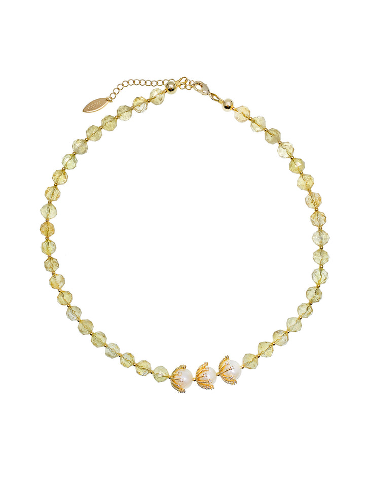 Citrine With Freshwater Pearls Pendant Exquisite Necklace HN020 - FARRA