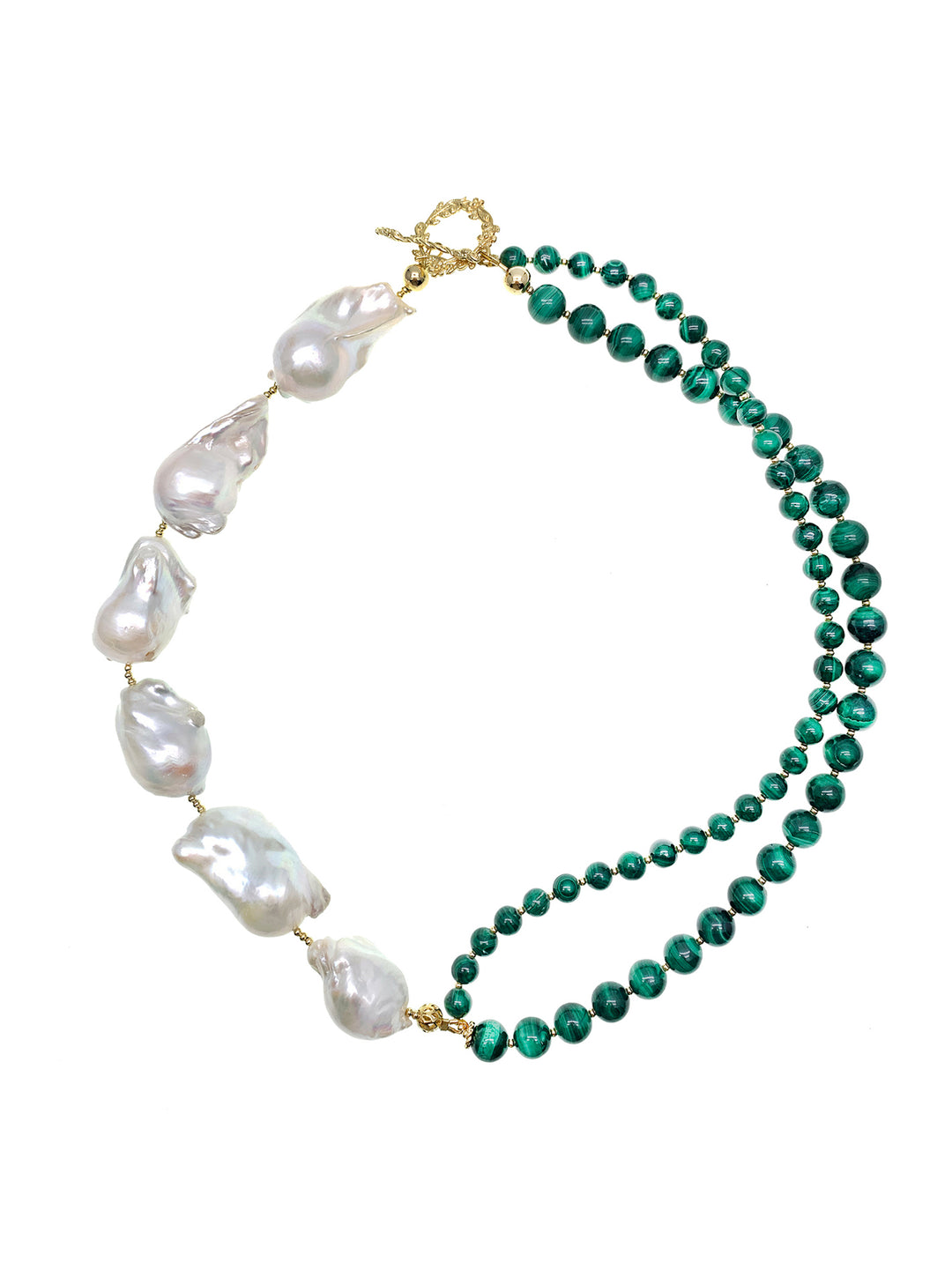 Malachite With Baroque Asymmetric Necklace GN013 - FARRA