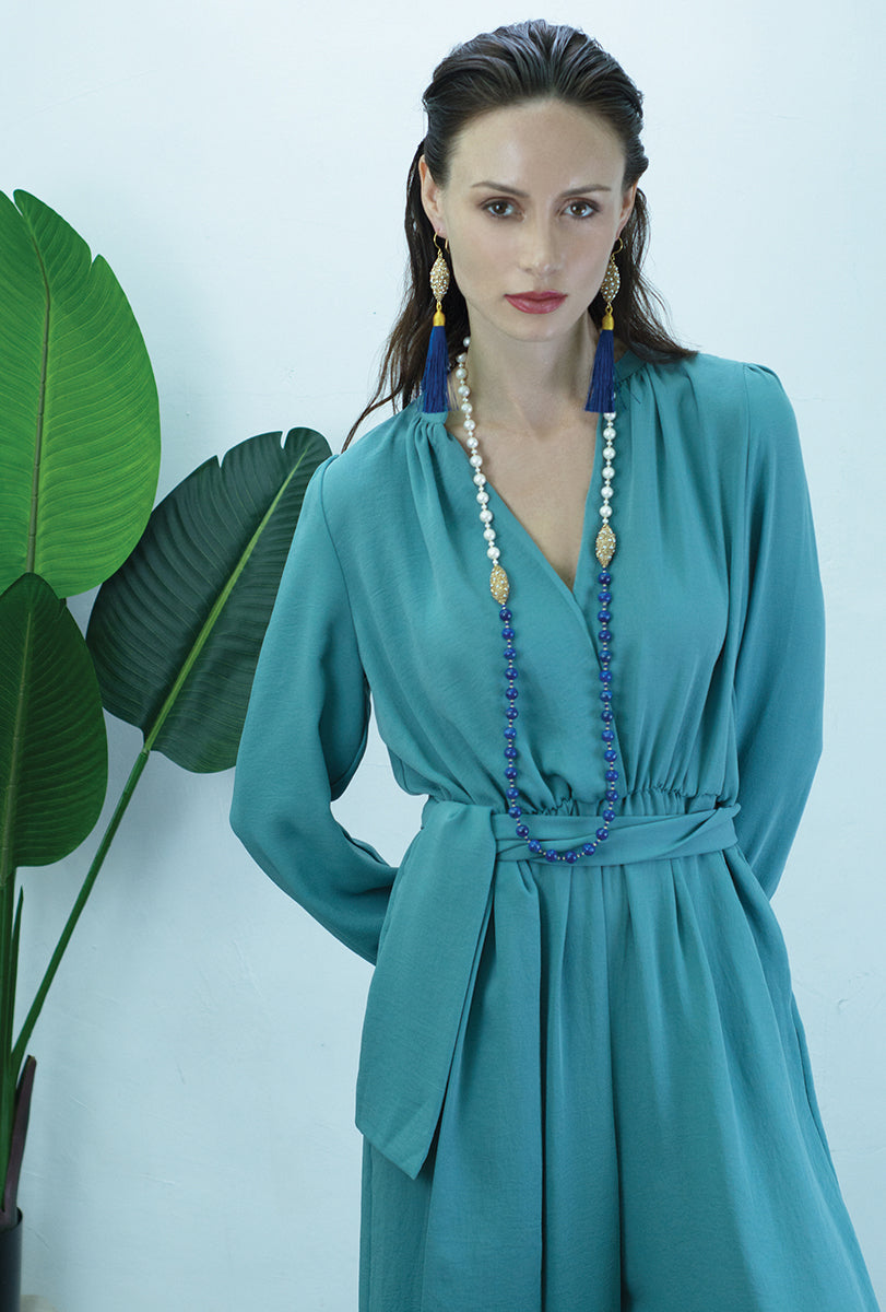 Freshwater Pearls & Lapis Multi-Way Necklace CN003 - FARRA