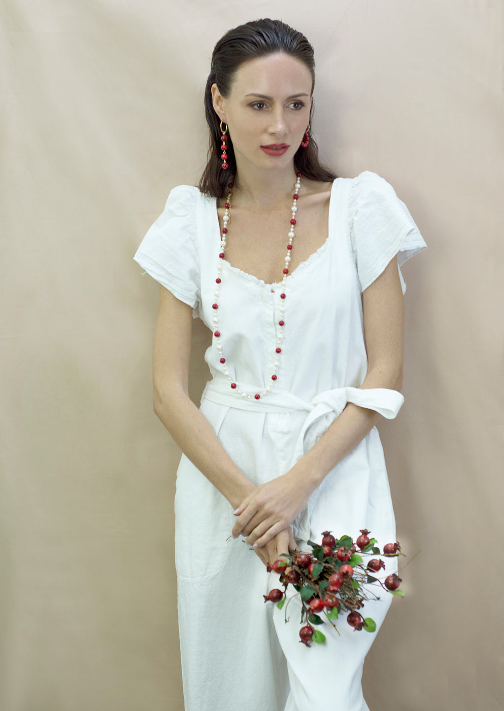 Freshwater Pearls With Red Coral Multi-Way Necklace DN202 - FARRA