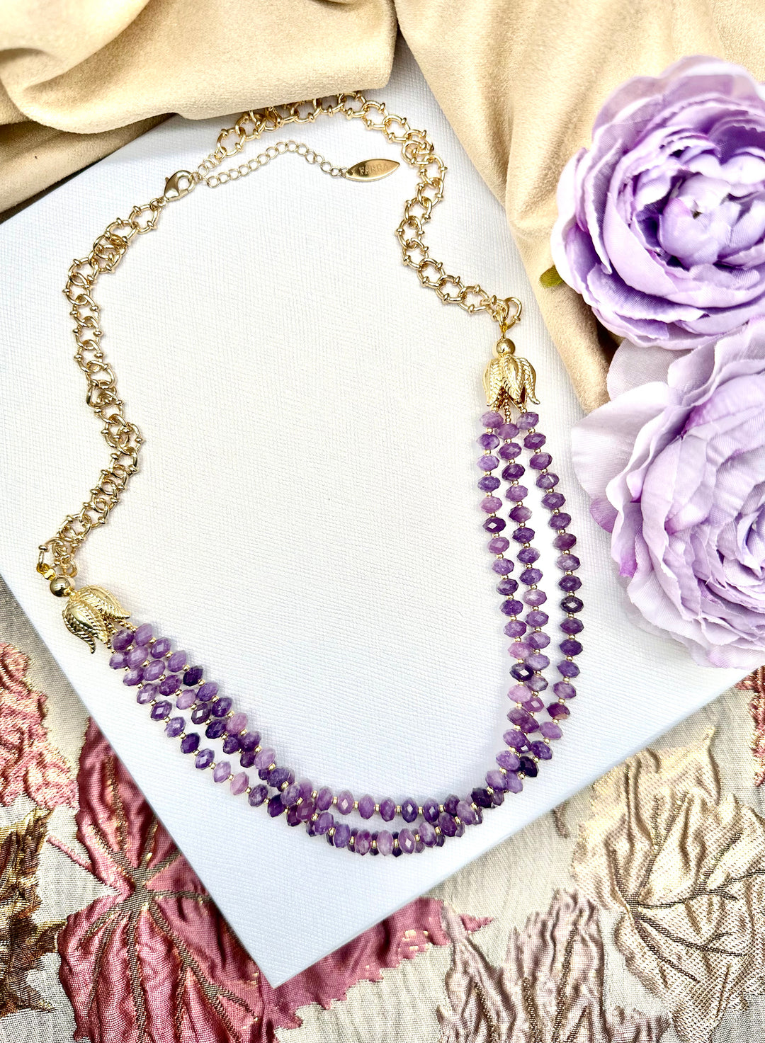Amethyst Multi-layers Necklace KN044 - FARRA