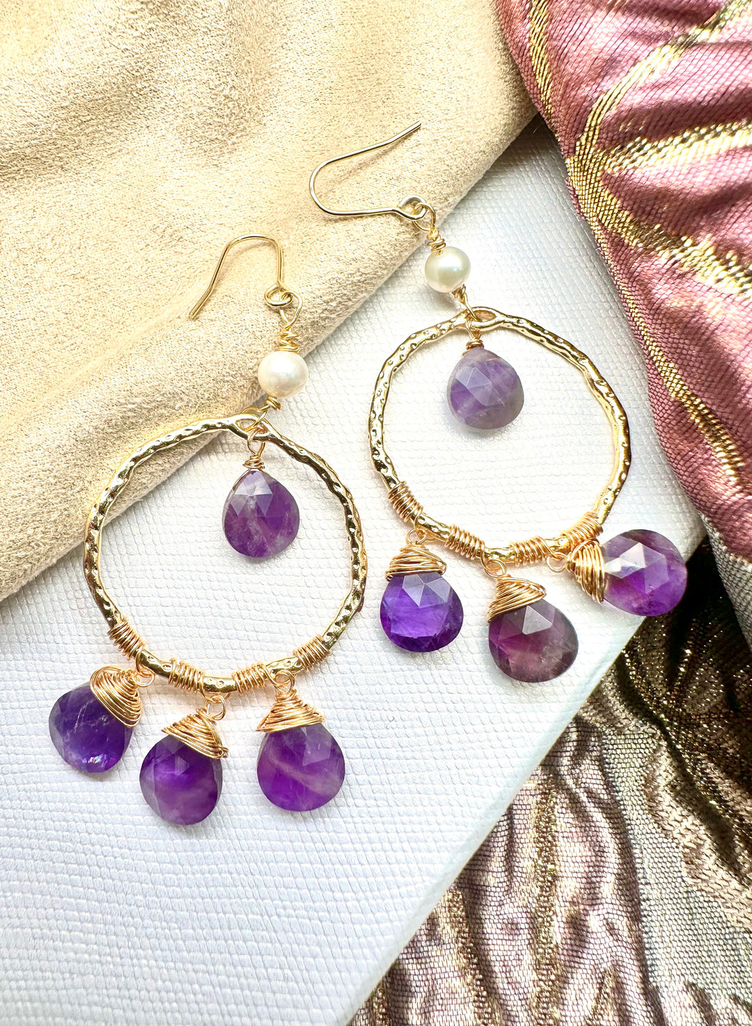 Amethyst Dangle Earrings KE026 - FARRA