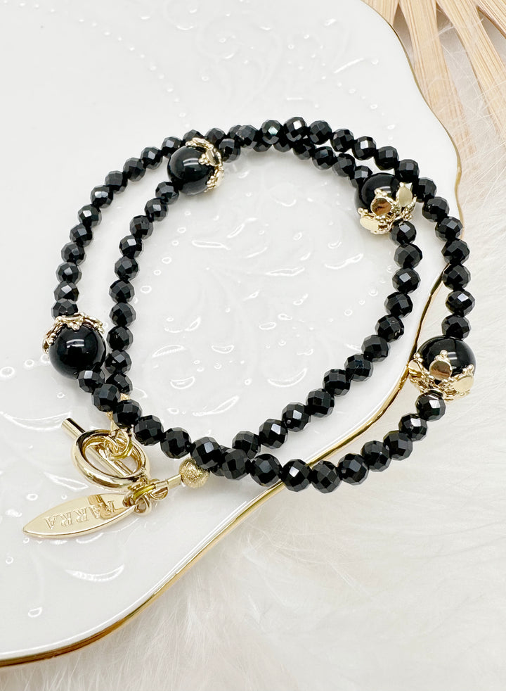 Black Obsidian Double Wrapped Bracelet KB010 - FARRA
