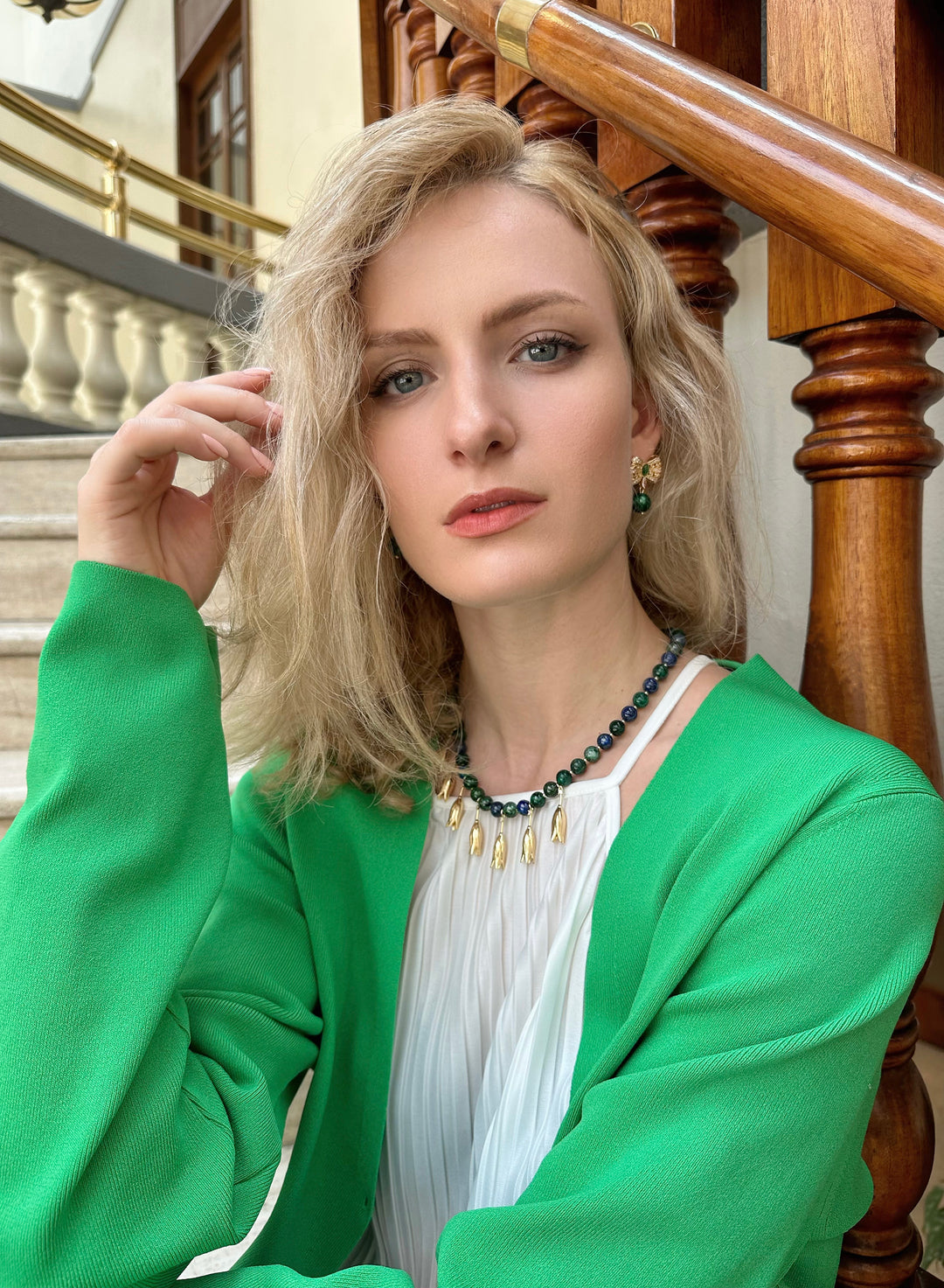 Phoenix Lapis Statement Necklace KN029 - FARRA