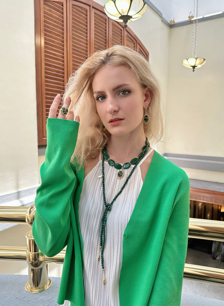 Malachite Open Ended Versatile Necklace KN031 - FARRA