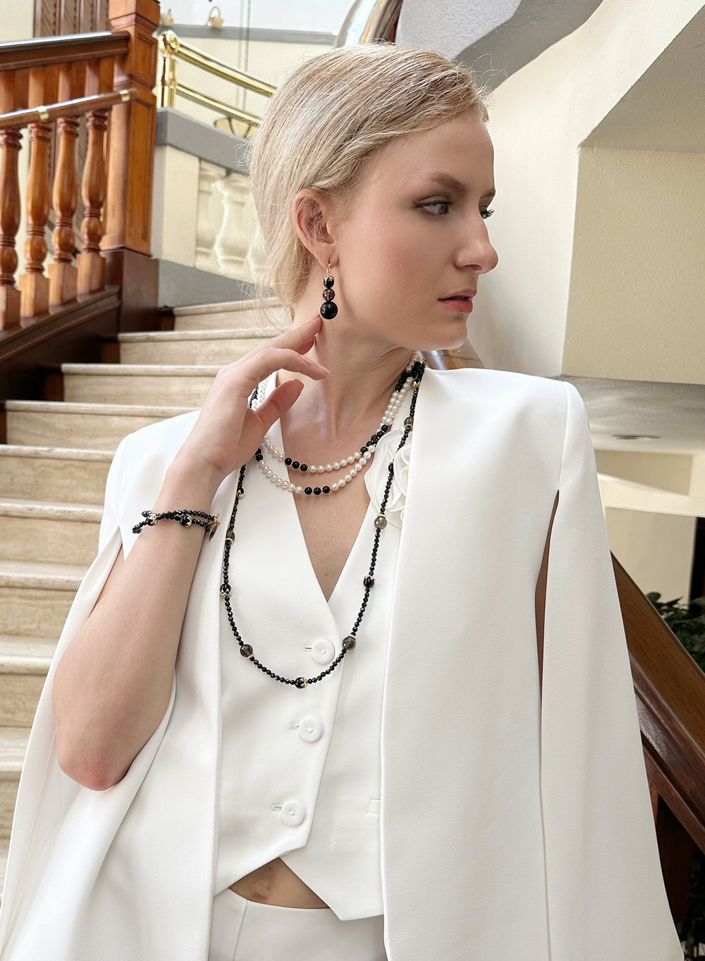 Black Obsidian Double Wrapped Bracelet KB010 - FARRA