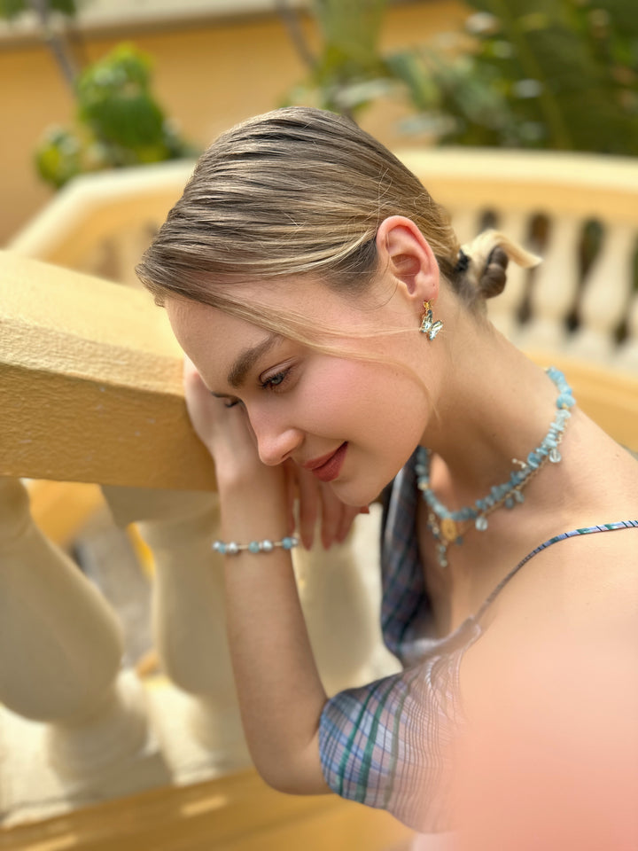 Swarovski Butterfly Asymmetric Earrings LE020 - FARRA