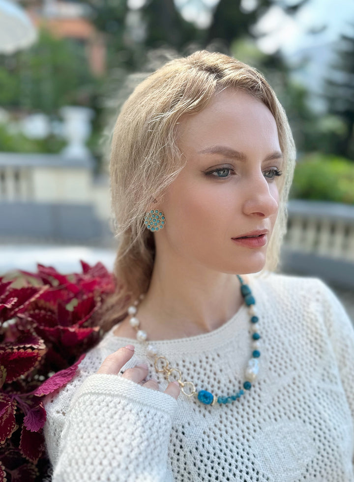 Turquoise Statement Earrings KE007 - FARRA