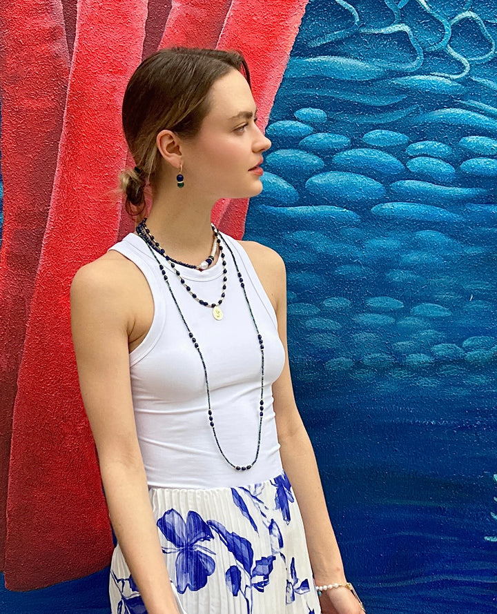 Blue Lapis with Green Malachite Color Matching Earrings LE025 - FARRA