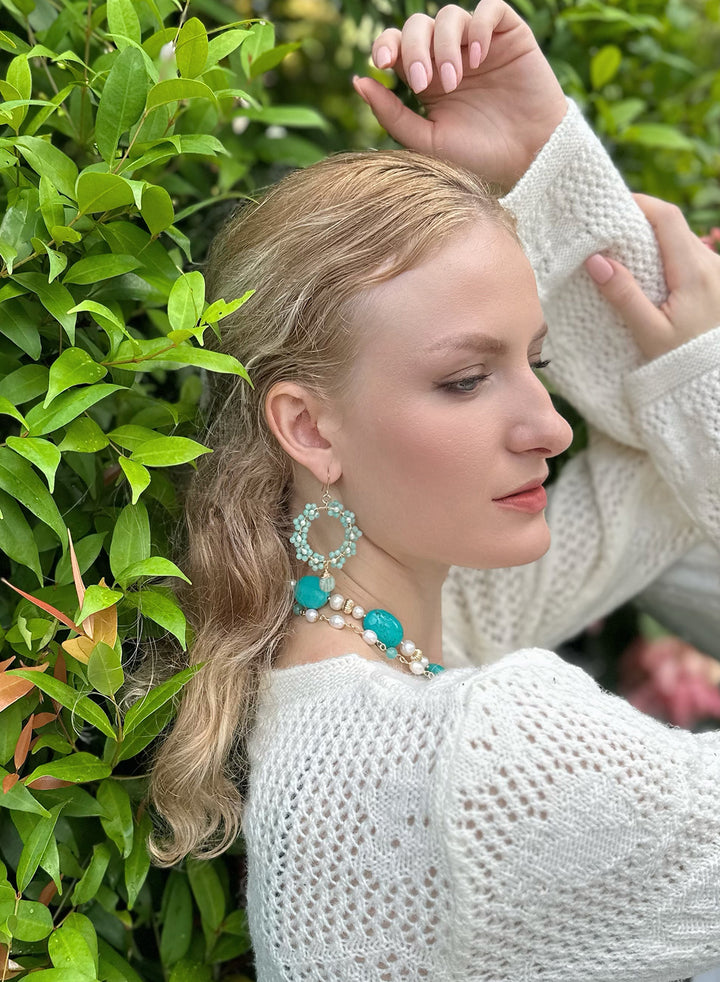 Amozonite earing, Amazonite jewelry,Amazonite pendant
