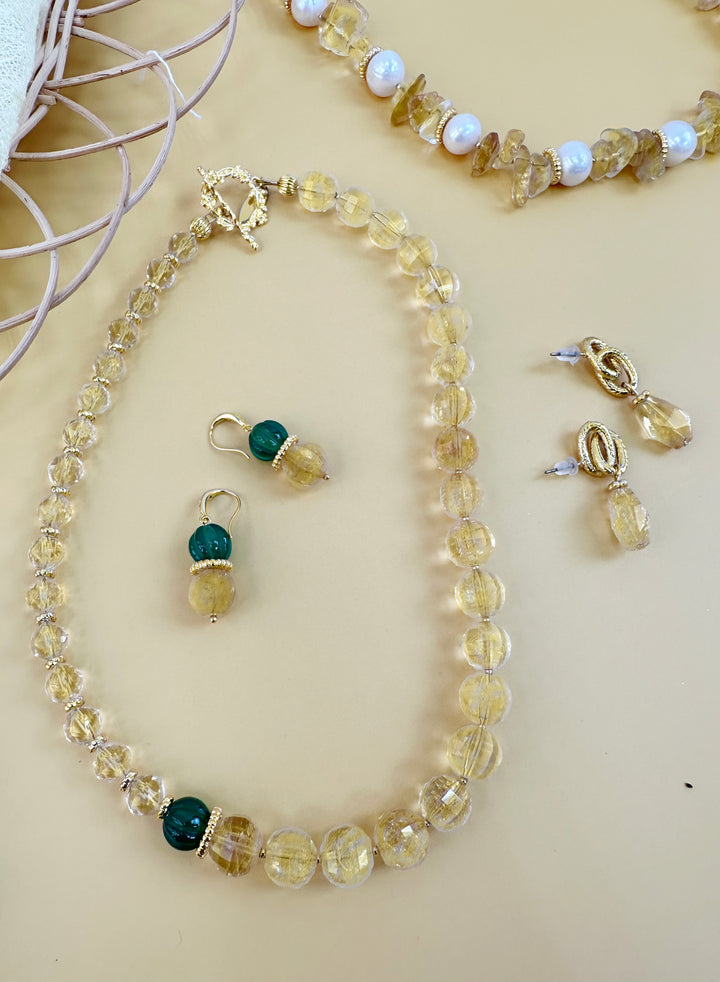 Citrine and Green Agate Earrings JE011 - FARRA