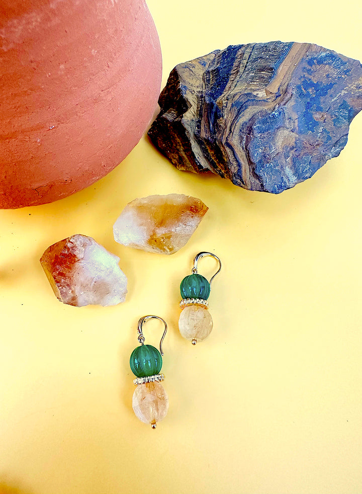 Citrine and Green Agate Earrings JE011 - FARRA