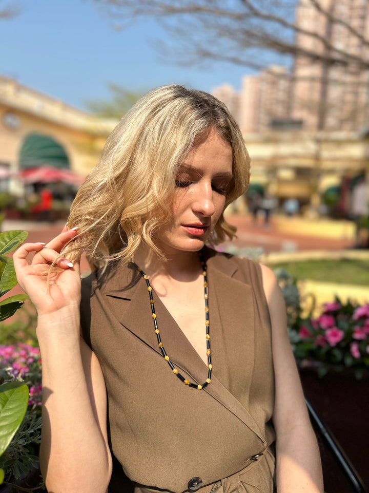 Black Agate With Yellow Tiger-eye Versatile Glasses Chain EC003 - FARRA