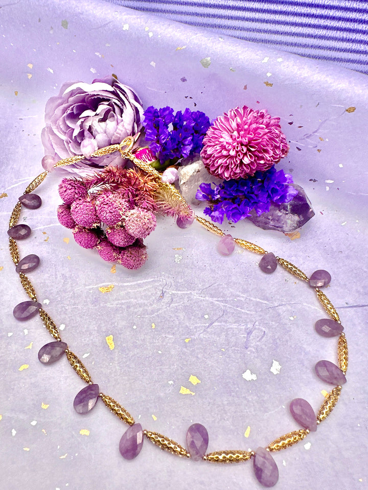 Teardrop Amethyst Collar Necklace LN021