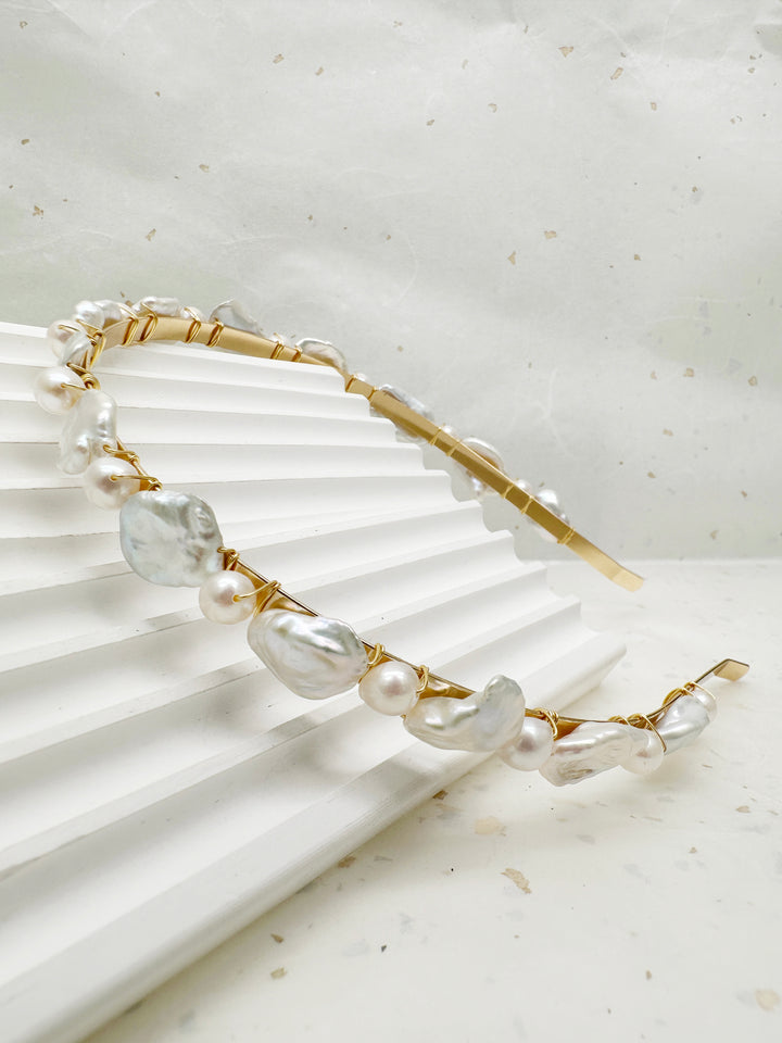 Irregular Freshwater Pearls Handcrafted Hair Band LH002