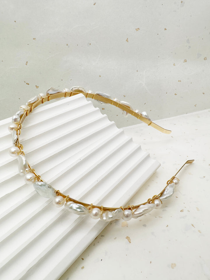 Irregular Freshwater Pearls Handcrafted Hair Band LH002