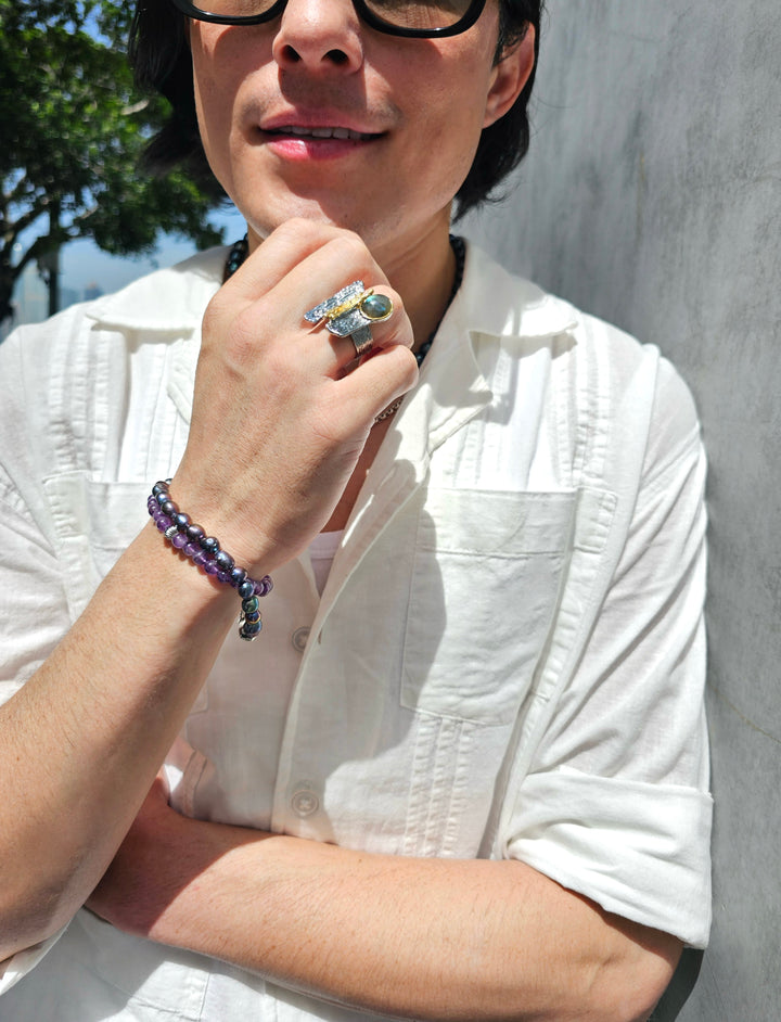 Amethyst Flexible Men's Bracelet MEB01