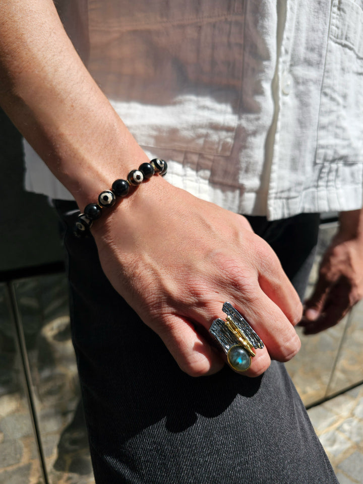 Black And White Dzi Agate Bracelet MEB08