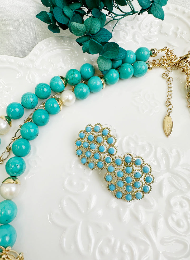 Turquoise Statement Earrings KE007 - FARRA