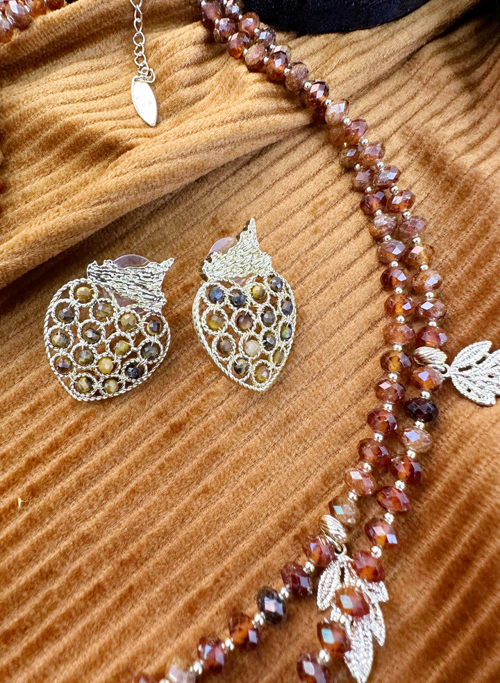Fruit Shaped Tiger-Eye Statement Earrings KE017 - FARRA