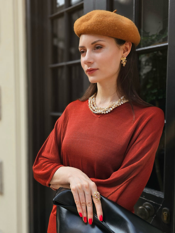 Flower Orange Agate Statement Earrings NE010
