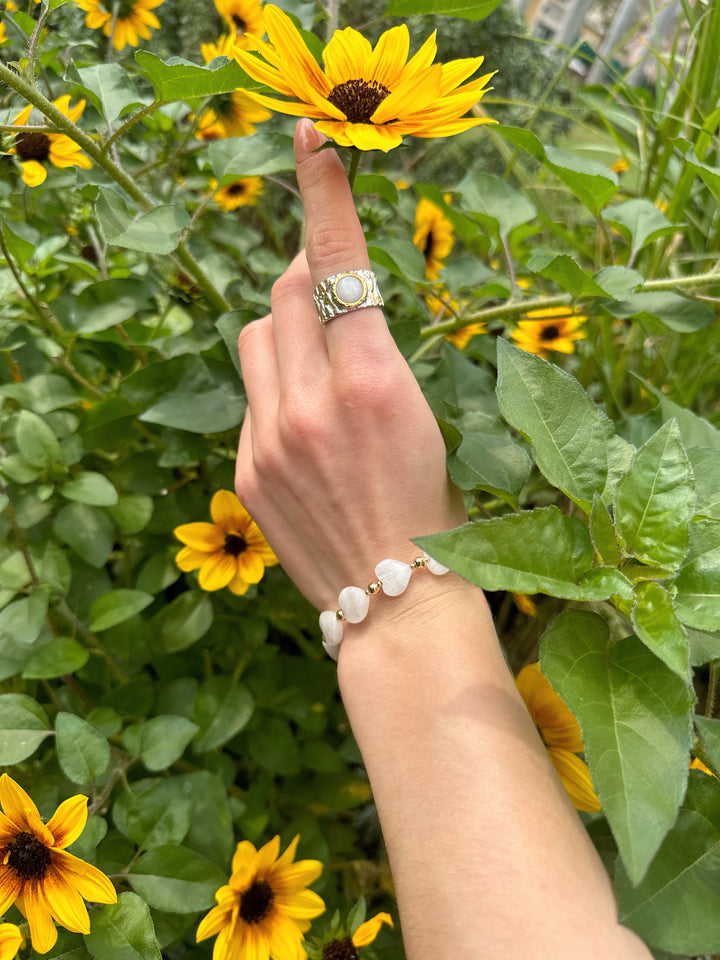 White Moonstone Platinum Plated Brass Adjustable Ring LR009 - FARRA