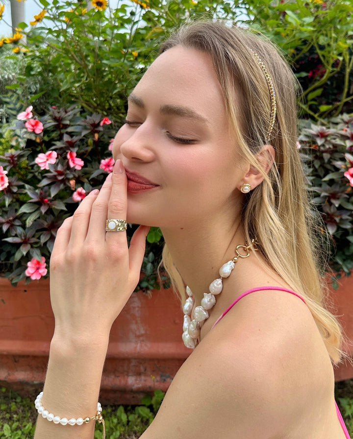 Baroque Pearls with Chain Chunky Necklace LN054 - FARRA