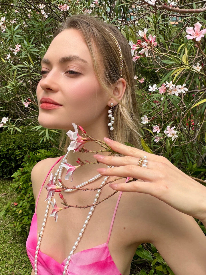 Freshwater Pearls Drops Adjustable Ring LR010 - FARRA