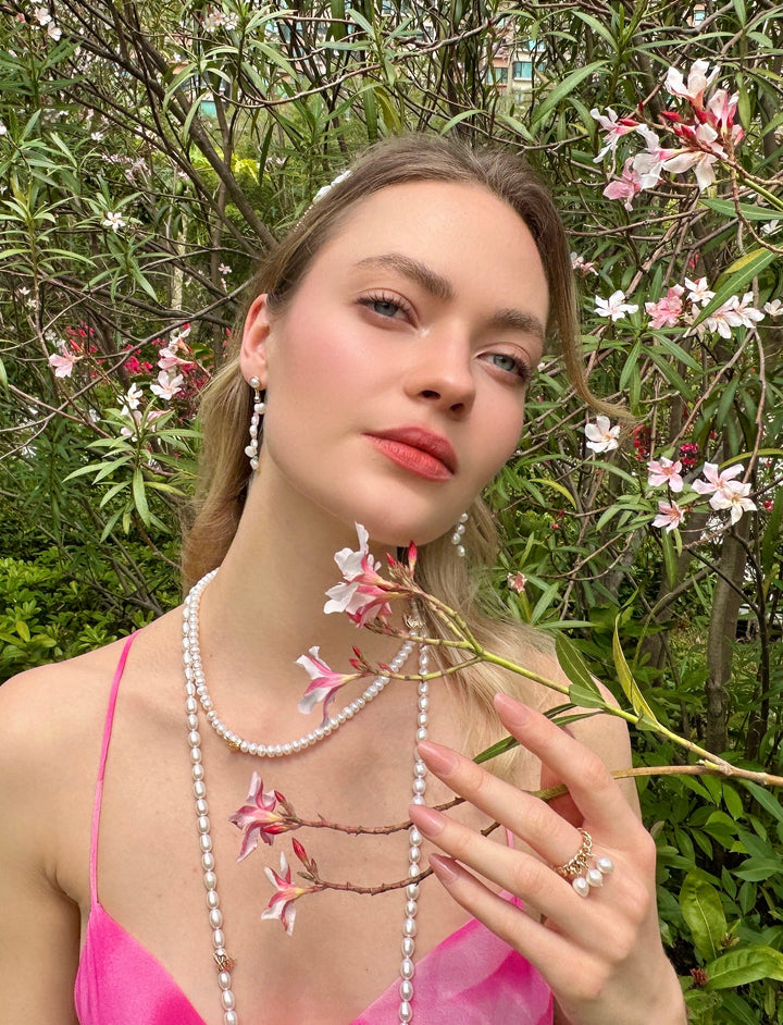 Freshwater Pearls with Butterfly Charm Necklace LN059 - FARRA