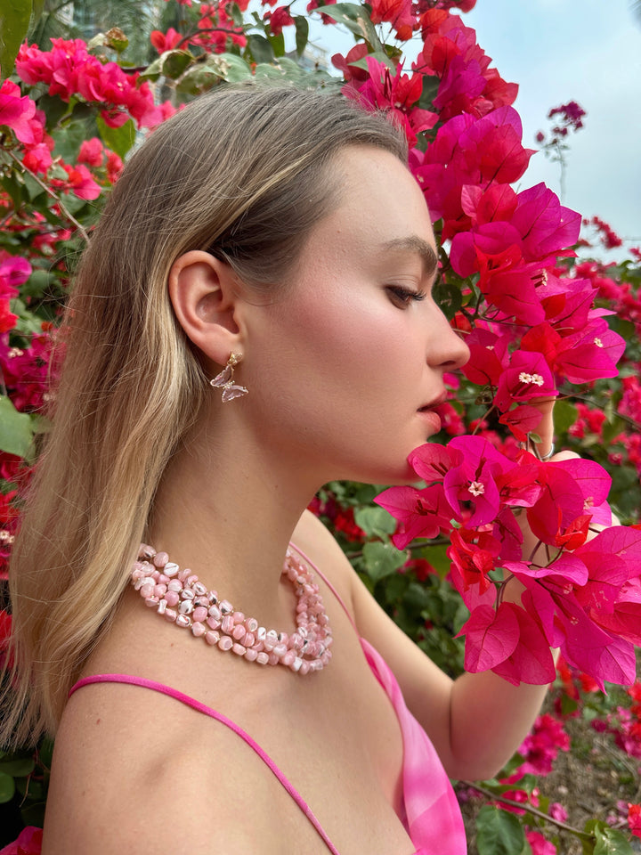 Ocean's Beauty Multi-Layered Pink Shells Necklace LN008 - FARRA