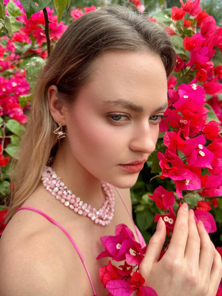 Ocean's Beauty Multi-Layered Pink Shells Necklace LN008 - FARRA
