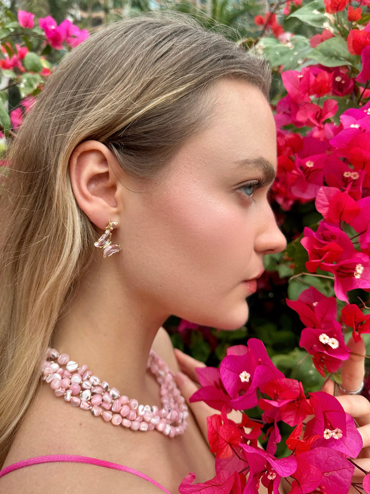 Ocean's Beauty Multi-Layered Pink Shells Necklace LN008 - FARRA