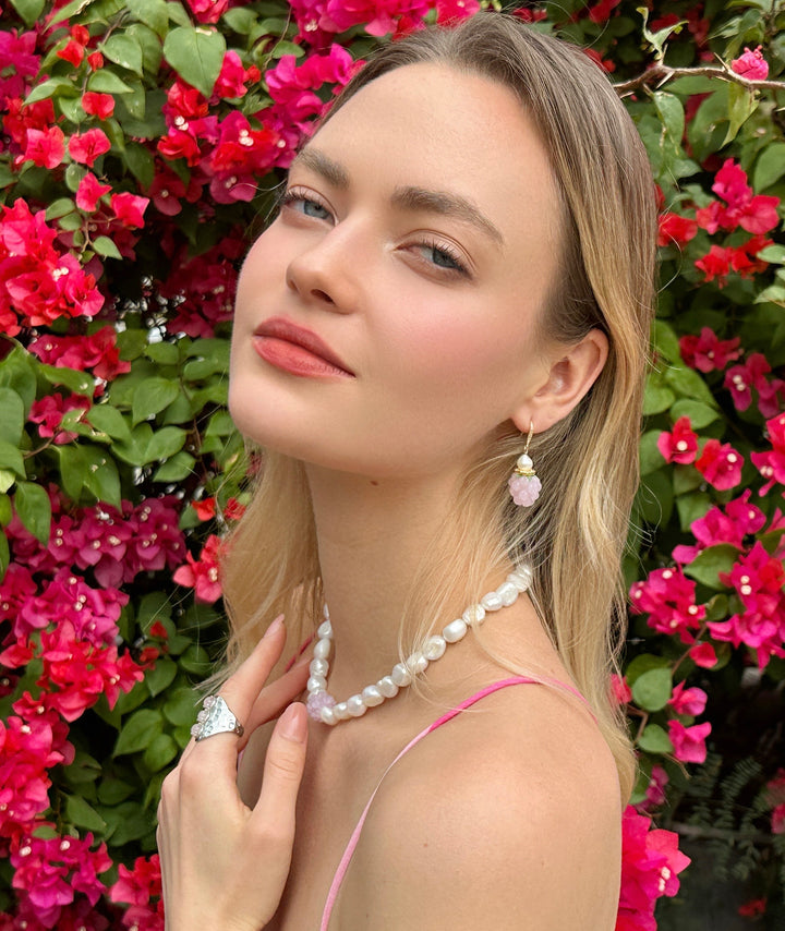 Irregular Shaped Freshwater Pearls with Pink Raspberry Necklace LN009 - FARRA
