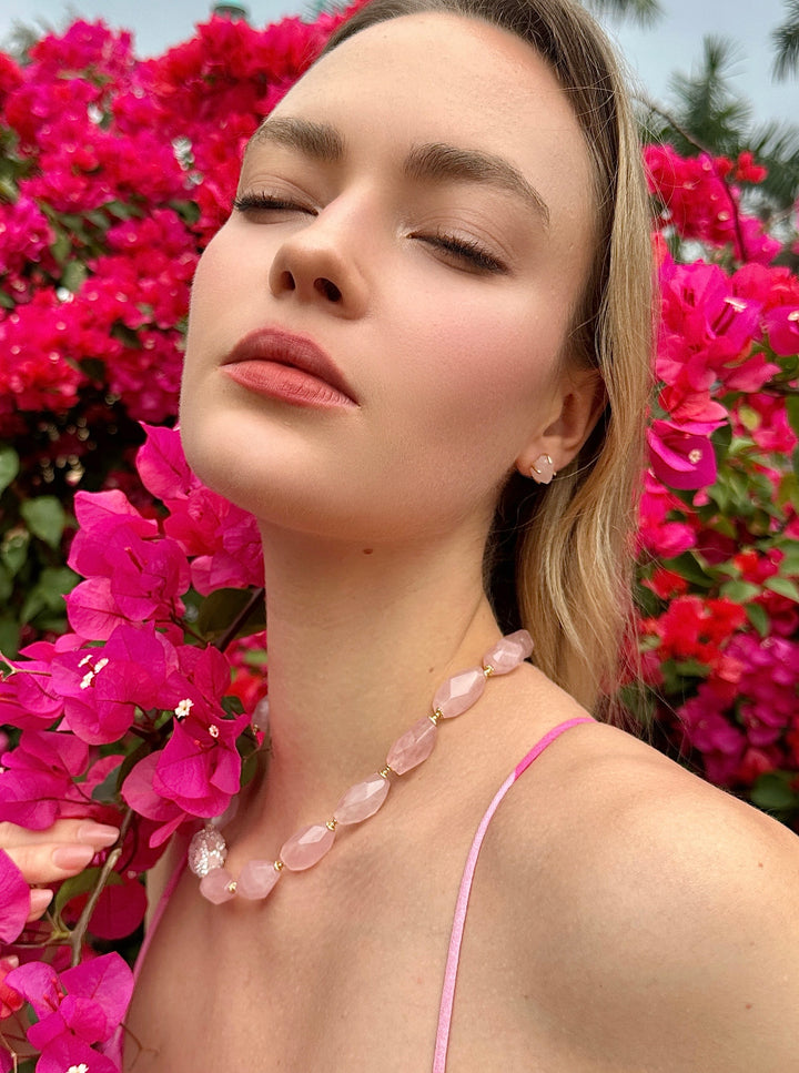 Rose Quartz Elegance Necklace LN010 - FARRA