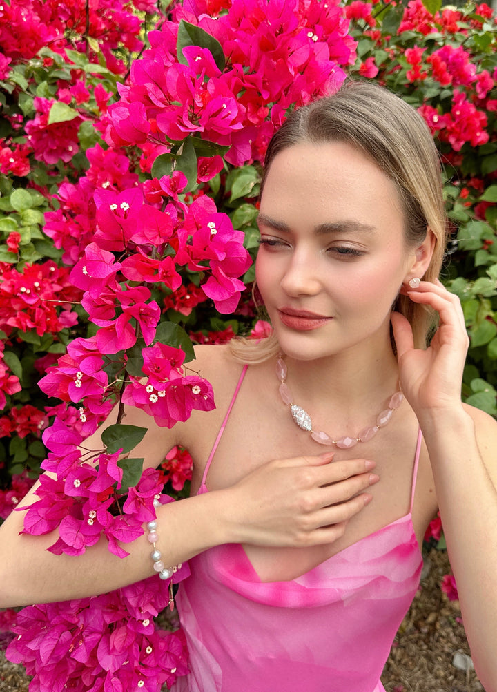 Rose Quartz Elegance Necklace LN010 - FARRA