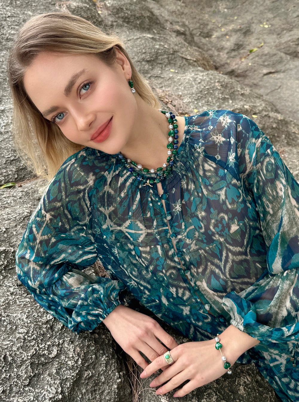 Phoenix Lapis with Butterfly Pendant Necklace LN043 - FARRA