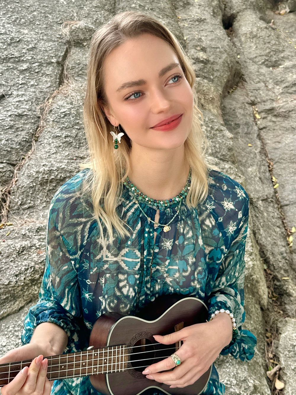 Phoenix Lapis with Zircon Stone Double Layers Collar Necklace LN044 - FARRA