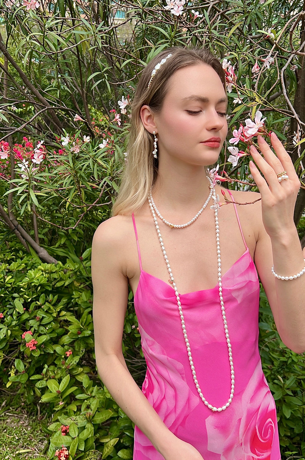 Contemporary Freshwater Pearls with Butterfly Knot Necklace LN066 - FARRA