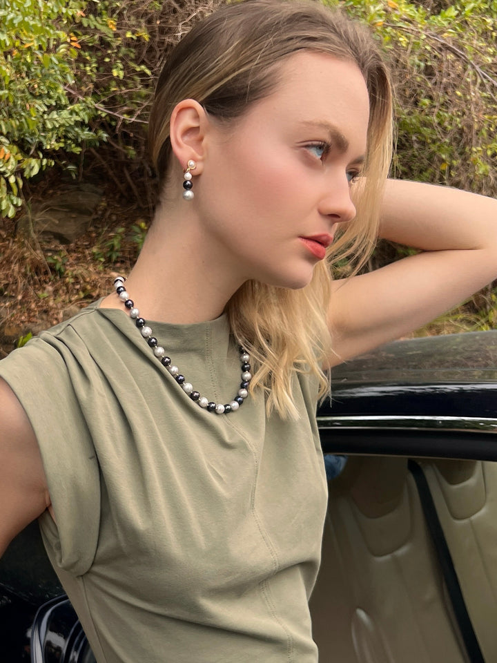 Classic Gray and Black Natural Freshwater Pearls Necklace LN079 - FARRA