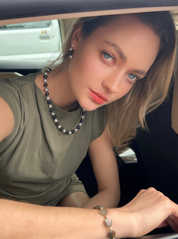 Classic Gray and Black Natural Freshwater Pearls Necklace LN079 - FARRA