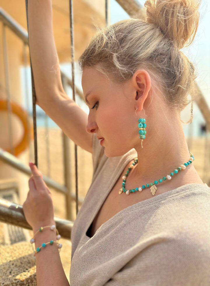 Turquoise with Evil Eye Pendant Necklace JN054 - FARRA