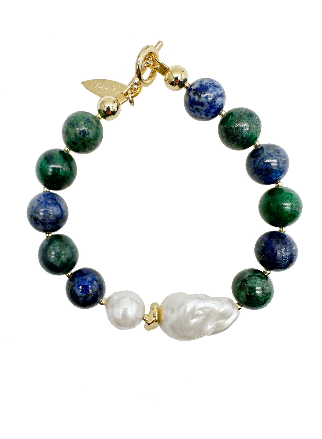 Phoenix Lapis With Baroque & Freshwater Pearl Bracelet KB005 - FARRA