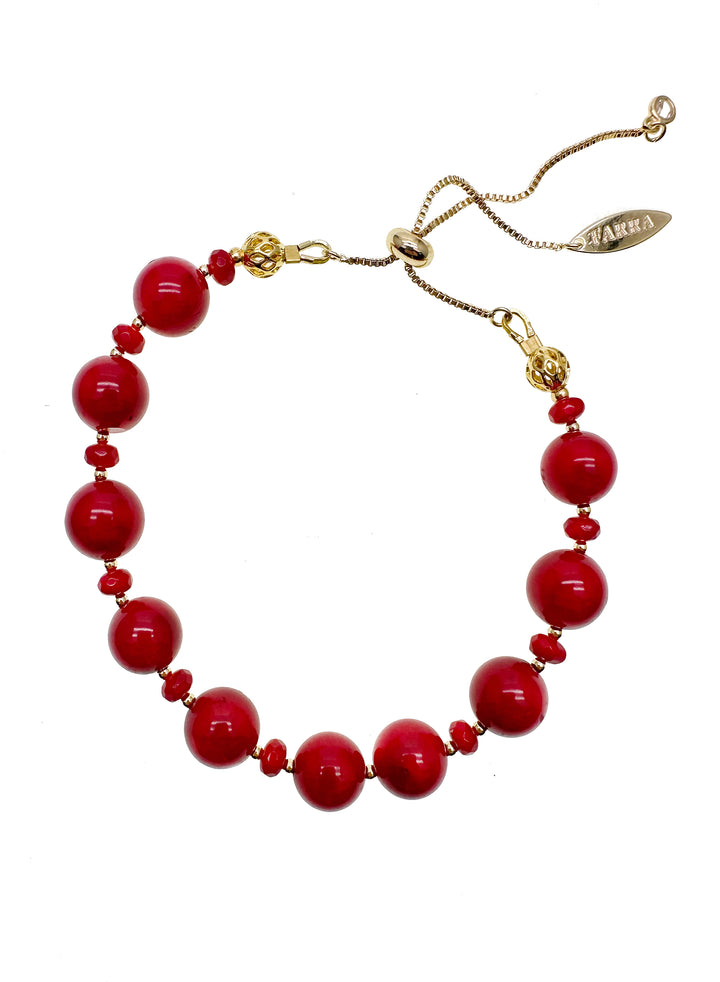 Red Bamboo Coral Adjustable Bracelet KB009 - FARRA