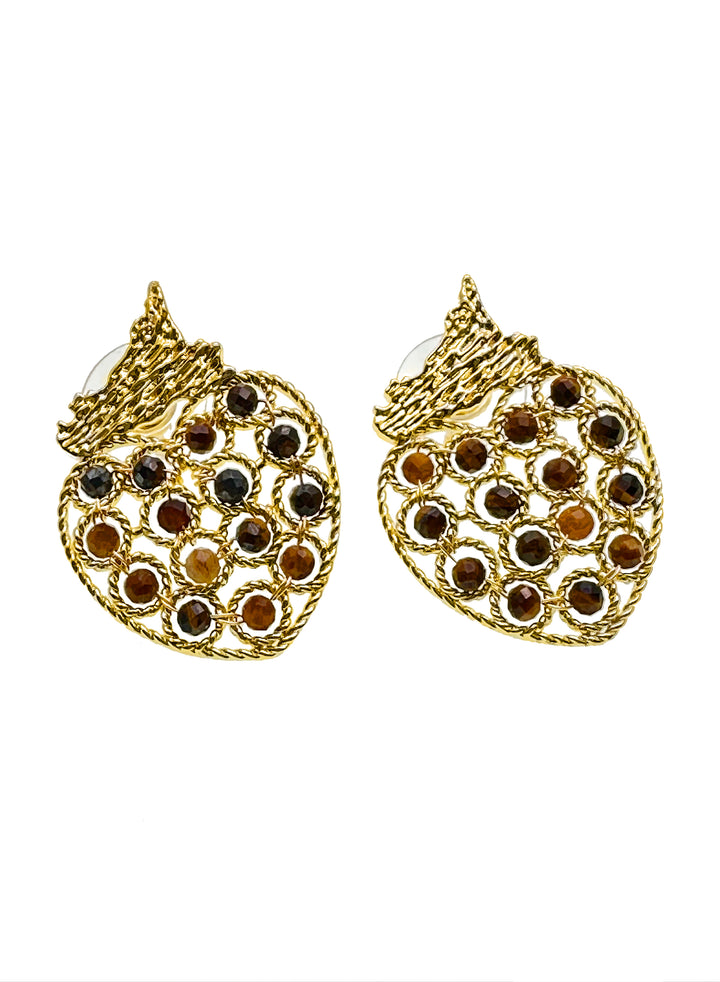 Fruit Shaped Tiger-Eye Statement Earrings KE017 - FARRA