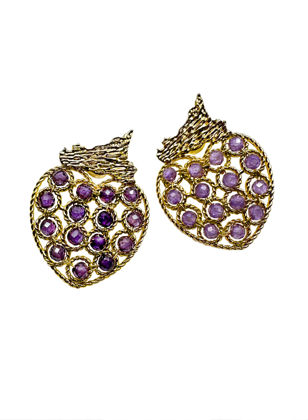 Earring Amethyst, Amethyst gold earing, Amethyst earing sliver